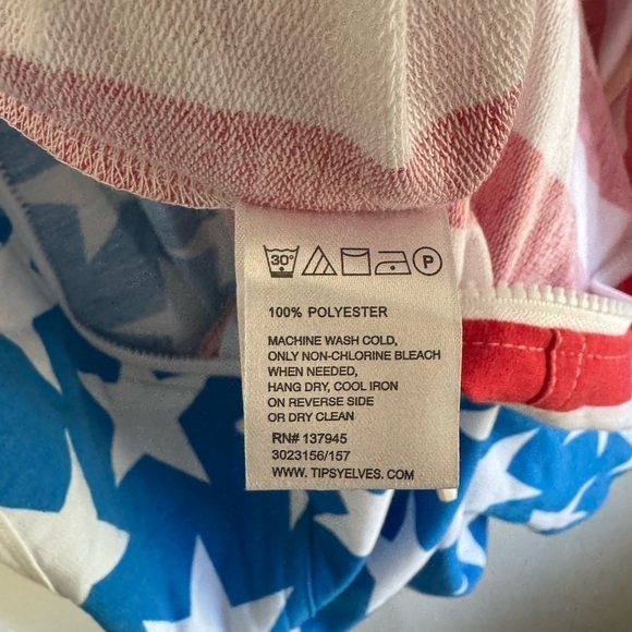 Tipsy Elves USA Patriotic Medium Unisex Romper Jumpsuit Shorts Flag - Picture 6 of 10